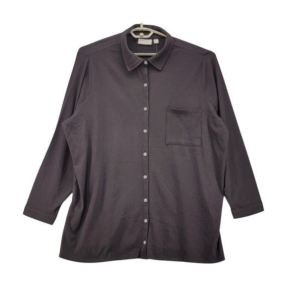 Belle by Kim Gravel Tops - Belle by Kim Gravel Button Up Shirt Black 2X